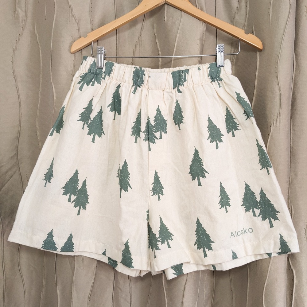 Vintage 90s Michigan Rag Co Alaska Fleece Lounge Shorts XL Pine Tree‎ Gorpcore